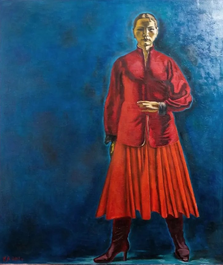 Ксения Нечитайло. «Парсуна» (Автопортрет в дедушкином казакине). 2002